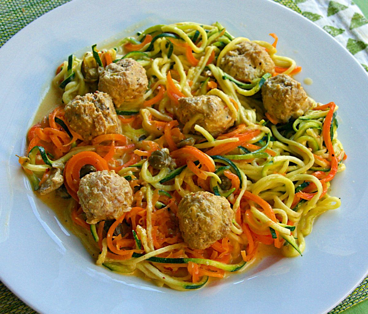 Putenhackbällchen mit Gemüsenudeln- Low Carb – 1001food.de